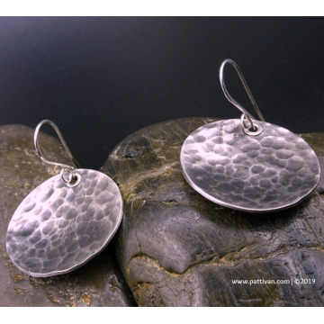Hammered Sterling Silver Disc Earrings