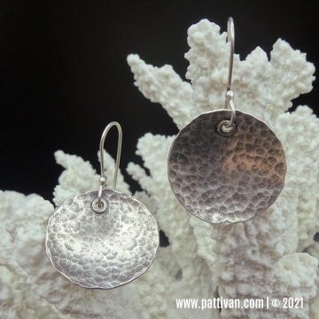 Hammered and Hand Forged Sterling Silver Disc Earrings