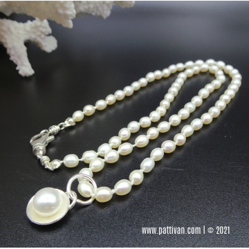 Hand Knotted Pearl Necklace with Sterling Silver Enhancer