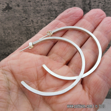 Large Hand Wrought Sterling Silver Hoops