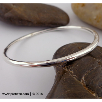 Heavy Faceted Sterling Silver Bangle