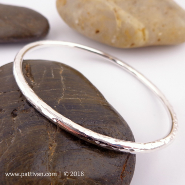 Heavy Hammered Sterling Silver Bangle