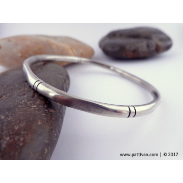 Heavy Sterling Silver Bamboo-Style Bangle