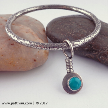Sterling Silver Bangle with Turquoise Charm