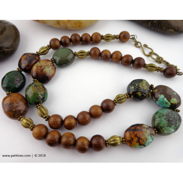 Hubei Turquoise and Wood Beads Necklace