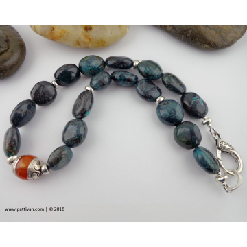 Hubei Turquoise with Tibetan Bead Necklace