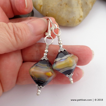 Artisan Glass and Sterling Silver Earrings