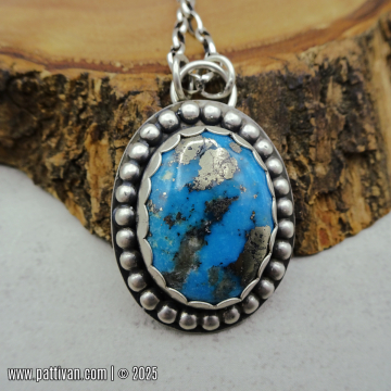 Ithaca Peak - Medium Oval Turquoise and Sterling Silver Pendant