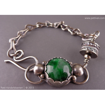 Jade and Sterling Silver Bangle
