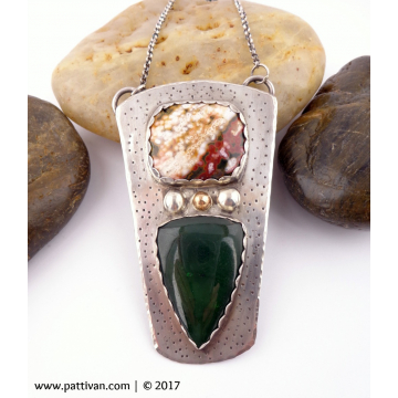 Jasper and Green Agate Sterling Pendant