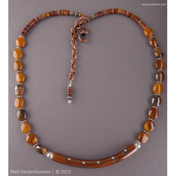 Jasper with Mixed Metal Copper and Sterling Cross-Pinned Focal