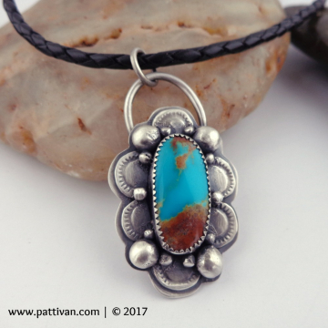 Kingman Turquoise and Sterling Silver Pendant Necklace