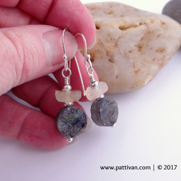 Labradorite and Citrine Sterling Silver Earrings