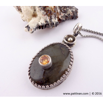 Stone on Stone - Labradorite and Cub Zirconia Sterling Necklace