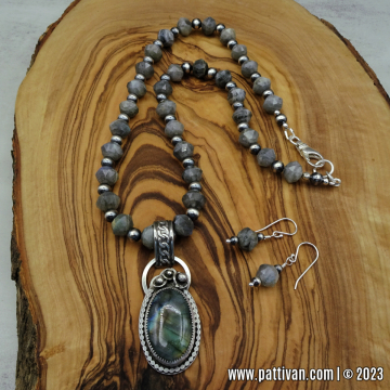 Labradorite and Sterling Silver Necklace and Earrings