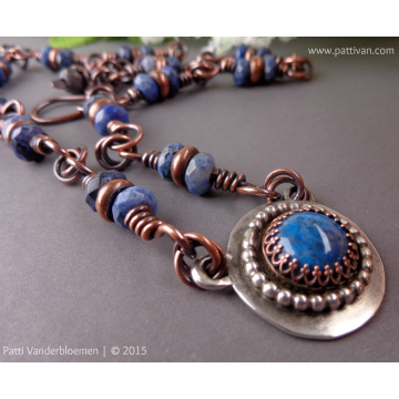 Lapis and Dumortiertite Mixed Metal Necklace