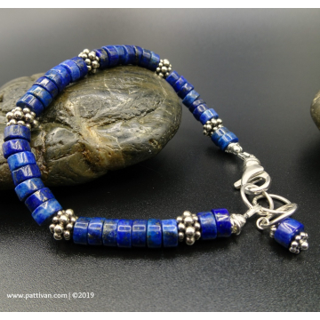 Lapis Lazuli and Bali Sterling Silver Bracelet
