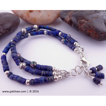 Lapis and Cloissione Multi Strand Bracelet