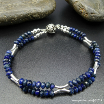 Lapis and Sterling Bracelet with Magnetic Closure