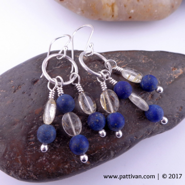 Lapis Lazuli and Lemon Quartz Earrings