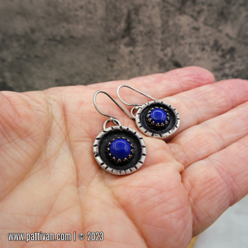 Lapis Lazuli Sterling Silver Shadow Box Earrings