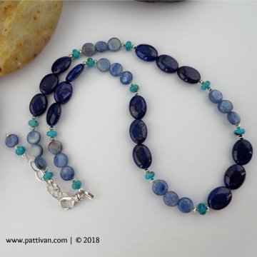Lapis Lazuli Kyanite and Turquoise Necklace