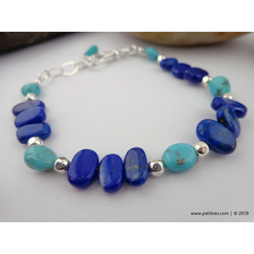 Lapis Pebbles and Campitos Turquoise Bracelet