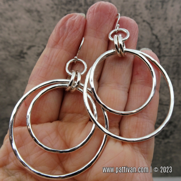 Large Sterling Silver Double Hoops