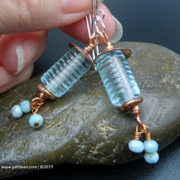 Larimar and Artisan Glass Earrins
