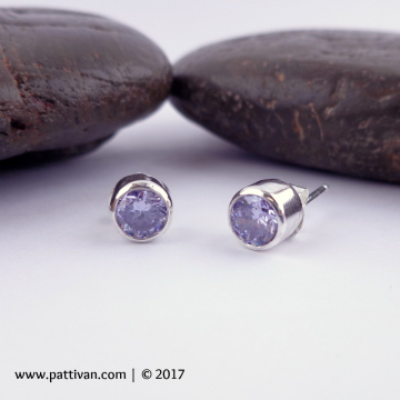Sterling Silver Studs with Lavender CZ