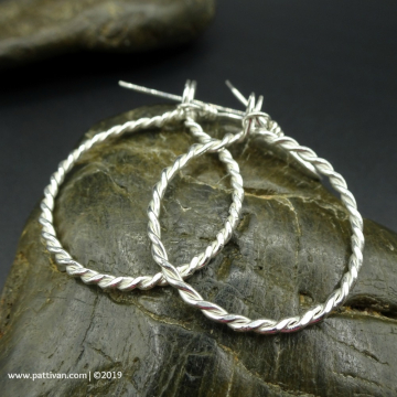 Lightweight Twisted Sterling Silver Hoops