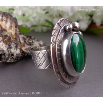 Malachite and Layered Sterling Silver Ring