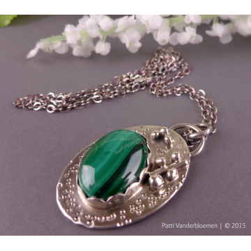 Malachite and Sterling Silver Necklace by Patti Vanderbloemen