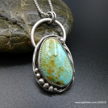 Mexican Turquoise and Sterling Silver Pendant Necklace
