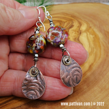 Mixed Metal Earrings with Artisan Glass