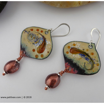 Mixed Metal Enameled Charm Earrings