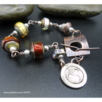 Mixed Metal and Artisan Glass Bracelet