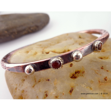 Mixed Metal Bangle with Citrine and Carnelian
