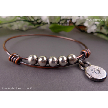 Mixed Metal Bangle with Handcrafted Sterling Charm