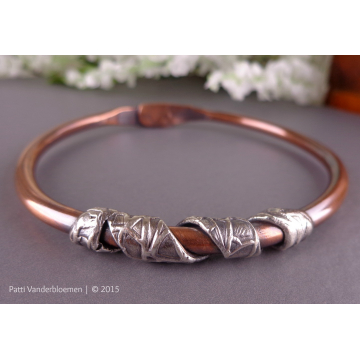 Mixed Metal Copper and Sterling Bangle