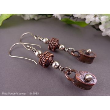 Mixed Metal Earrings with Handcrafted Hollow Beads