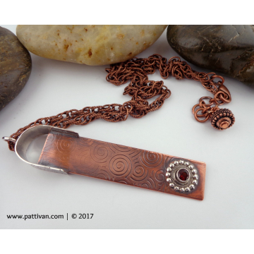 Mixed Metal Necklace with Fire Citrine Gemstone