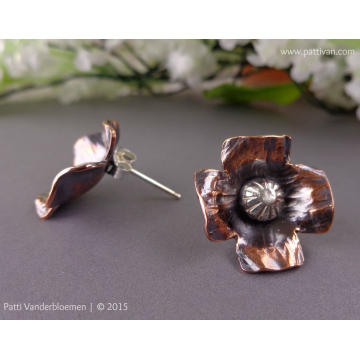 Mixed Metal Flower Post Earrings