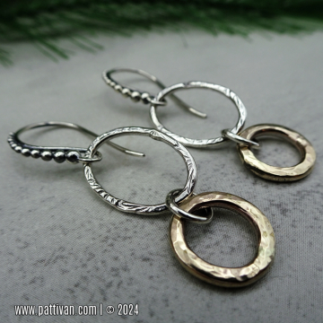 Sterling Silver and 14K GF Drop Earrings