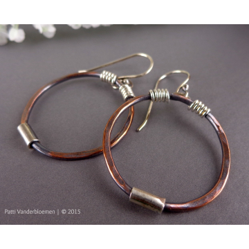 Mixed Metal - Copper and Sterling Hoops