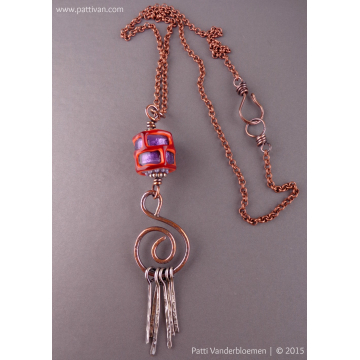 Mixed Metal Necklace with Artisan Glass Bead