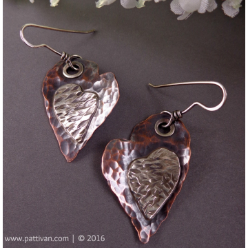 Rustic Mixed Metal Heart Earrings