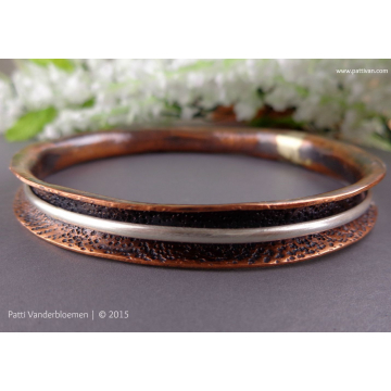 Copper Anticlastic Bangle with Sterling Silver Spinner