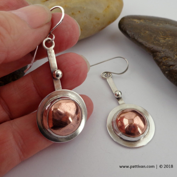 Mixed Metal Copper and Sterling Silver Earrings