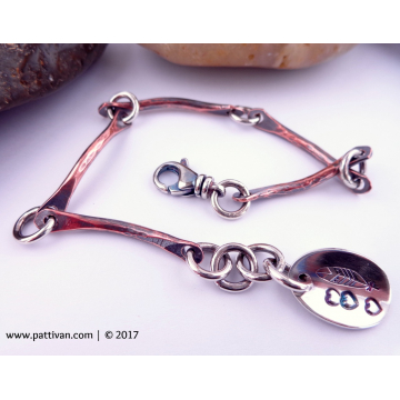 Mixed Metal Sterling and Copper Link Bracelet
